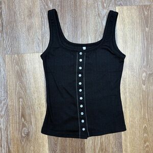 Black Button-Down Women's Top